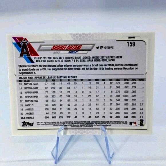 2021 Topps Chrome - Shohei Ohtani Los Angeles Angels #159 - Picture 4 of 11